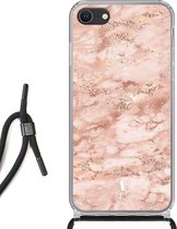 iPhone SE (2020) hoesje met koord - Pink Marble