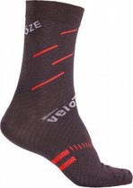 Velotoze Fietssokken Compression Merinowol Zwart/rood Mt S/m