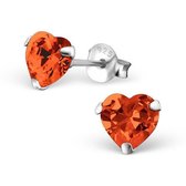 Aramat jewels ® - Oorbellen hart oranje 925 zilver zirkonia 6mm