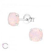 Aramat jewels ® - Zilveren oorbellen rond 4mm opaal roze swarovski elements kristal