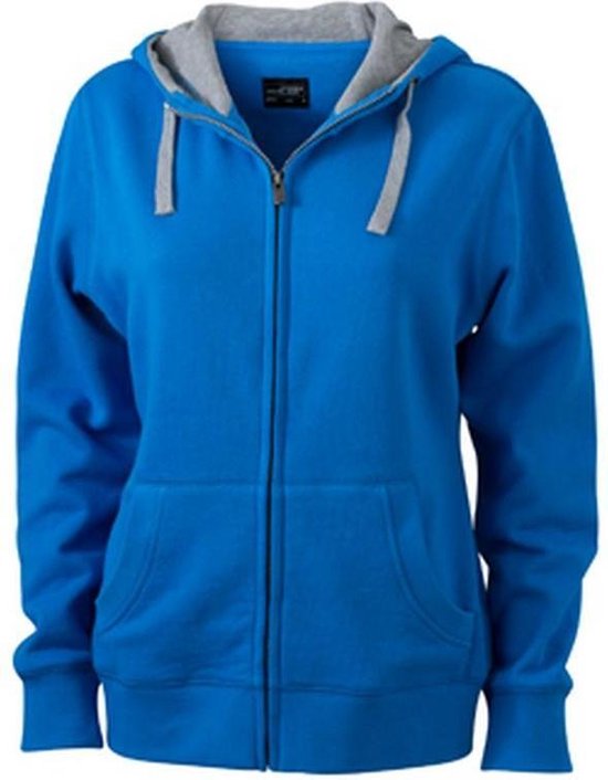 James and Nicholson Womens / Ladies Style de vie Zip-Hoodie (Cobalt Blue / Grey Heather)