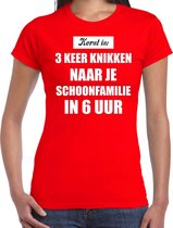 Rood fout Kerstshirt / t-shirt - Kerst is 3 keer knikken naar schoonfamilie - dames - Kerstkleding / Christmas outfit S