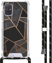 iMoshion Design hoesje met koord voor de Samsung Galaxy A71 - Grafisch Koper - Zwart / Goud