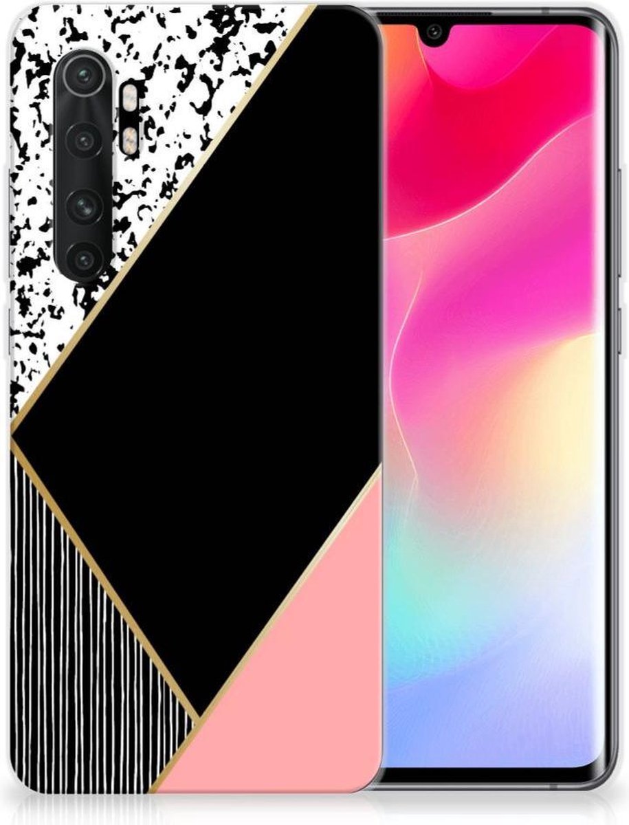 Xiaomi Mi Note 10 Lite TPU Hoesje Zwart Roze Vormen