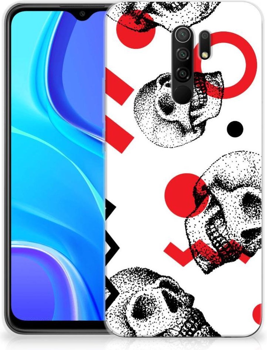 Silicone Back Case Xiaomi Redmi 9 Skull Red