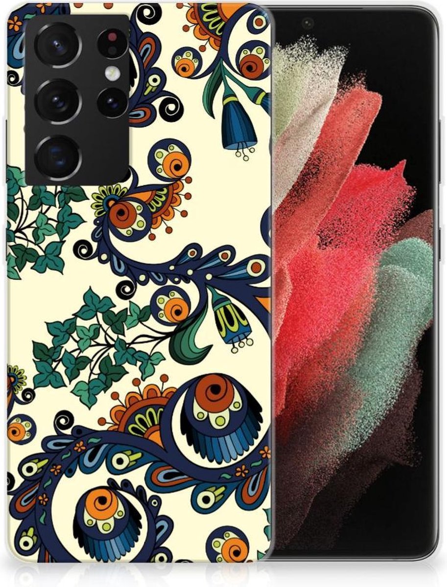 Siliconen Hoesje Samsung Galaxy S21 Ultra Barok Flower