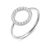 Twice As Nice Ring in edelstaal, cirkel, witte kristallen, 12 mm  60
