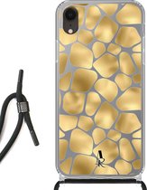 iPhone Xr hoesje met koord - Giraffeprint Goud