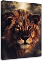 Schilderij Leeuwen koning , 2 maten, bruin (wanddecoratie)