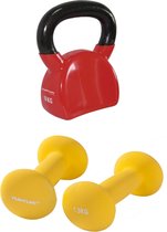 Tunturi - Fitness Set - Neopreen Dumbbellset 2 x 1,5 kg - Kettlebell 10 kg