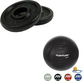 Tunturi - Fitness Set - Halterschijven 2 x 0,5 kg - Gymball Zwart 65 cm