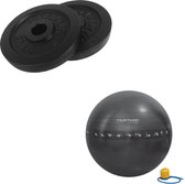 Tunturi - Fitness Set - Halterschijven 2 x 2,5 kg - Gymball Zwart met Anti Burst 65 cm
