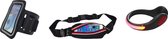 Hardlopen - Hardloopset - 3 stuks - Tunturi - Sport Telefoonarmband & Hardloopgordel Rood & Verlichtingsschoenclip Rood