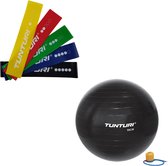 Tunturi - Fitness Set - Weerstandsbanden 5 stuks - Gymball Zwart 55 cm