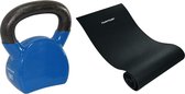 Tunturi - Fitness Set - Fitnessmat 160 x 60 x 0,7 cm - Kettlebell 12 kg