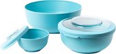 Amuse Lunchbox - Set van 3 - Tritan Deksel - Stapelbaar - Vaatwasser- en Magnetronbestendig - Blauw - 200 + 1000 + 2000 ml