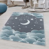 Impression Dreams Laagpolig Baby Kinderkamer Vloerkleed Blauw / Grijs- 120x170 CM.