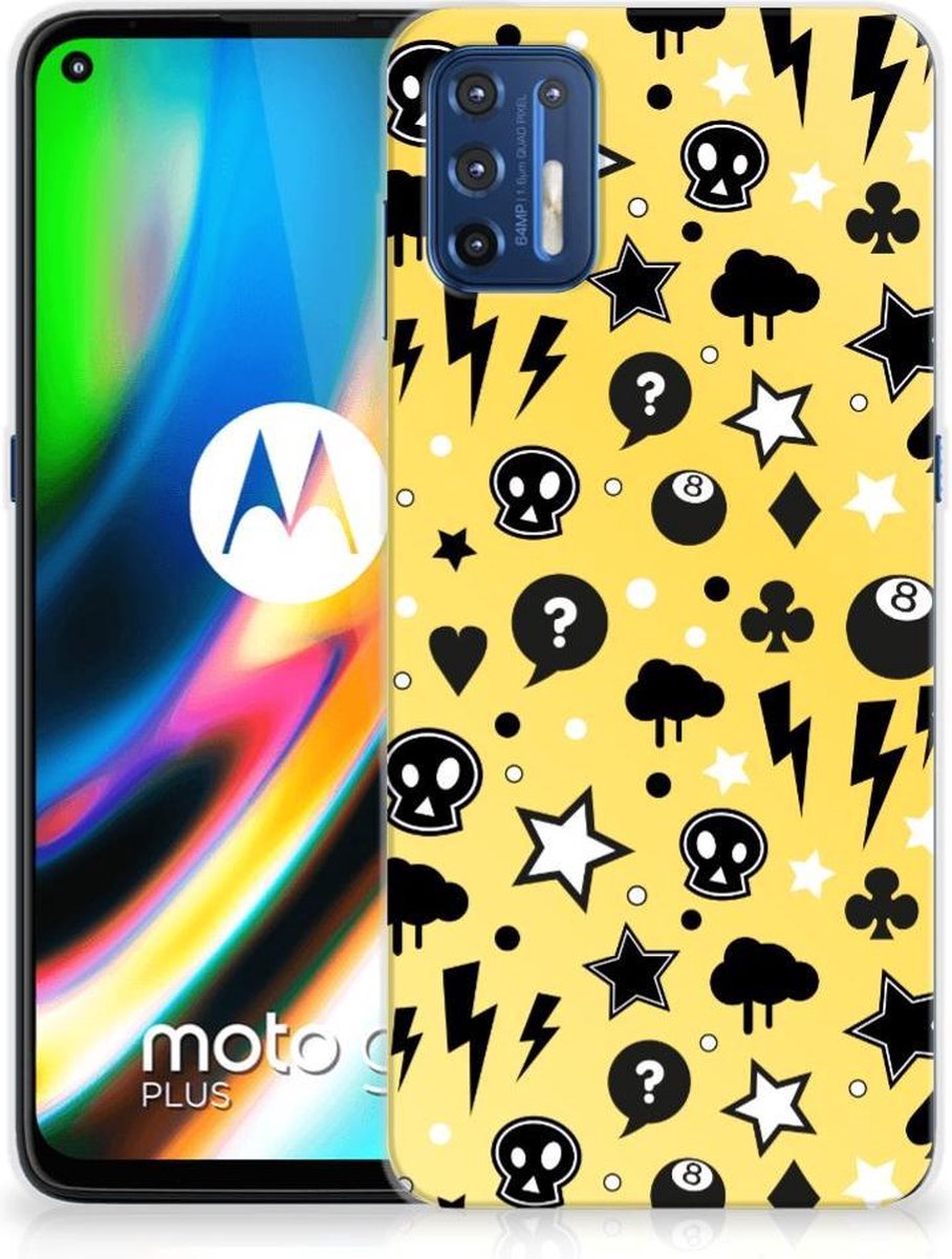 Silicone Back Case Motorola Moto G9 Plus Punk Geel