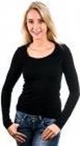 Garage 704 - Dames Bodyfit T-shirt ronde hals lange mouw zwart L 95% katoen 5% elastan