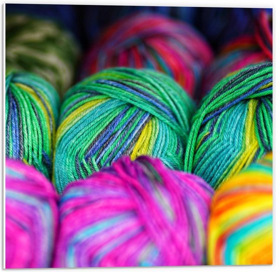Forex - Roze en Groen Gemêleerd Wol - 50x50cm Foto op Forex