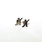 Oorbellen studs letter Alfabet - Zilver (letter X)