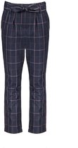 NONO Meisjes broeken NONO Sita paperbag pants herringbone che Navy Blazer 122/128