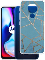 iMoshion Hoesje Geschikt voor Motorola Moto G9 Play / Moto E7 Plus Hoesje Siliconen - iMoshion Design hoesje - Blauw / Meerkleurig / Goud / Blue Graphic