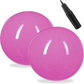 Relaxdays 2x fitnessbal 65 cm - gymbal - zitbal - yogabal - pilatesbal - pompje - roze