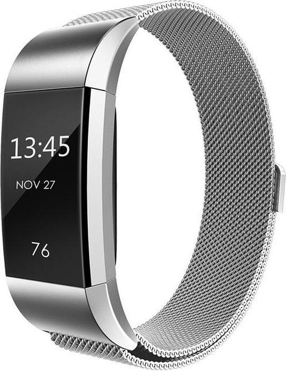 Merkloos Milanees bandje - Fitbit Charge 2 - Zilver - Small