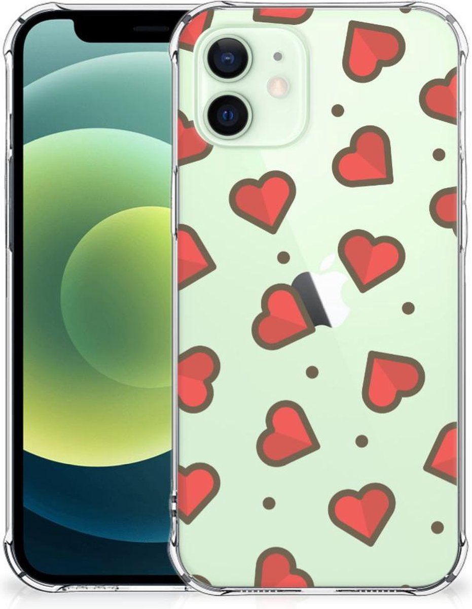 TPU Case Anti-Shock voor iPhone 12 Mini Doorzichtige Silicone Hoesje Hearts