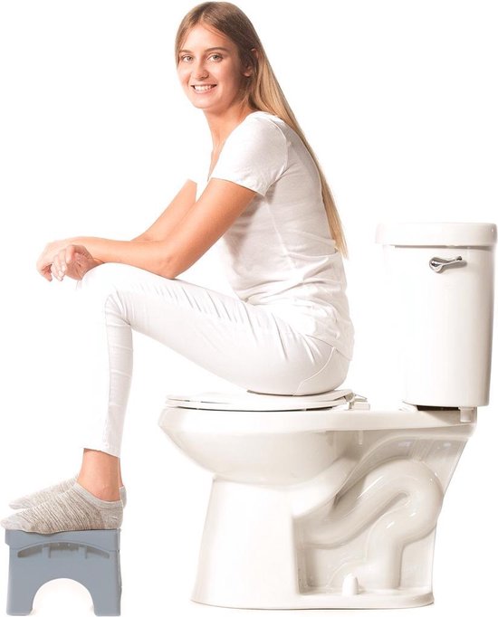 Squat-n Go toiletkrukje Inklapbaar Grijs  - juiste houding op toilet - Squat-n-Go