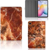 Tablet Cover Geschikt voor Samsung Galaxy Tab S6 Lite | Tab S6 Lite 2022 Cover met Magneetsluiting Super als Cadeau Mannen Marmer Bruin