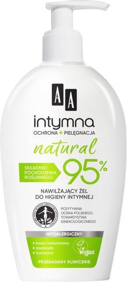 Aa - Intymna Ochrona + Pielęgnacja Natural 95% nawilżający żel do higieny intymnej 300ml