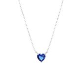 Lucardi Dames Ketting Love month stones hart - Echt Zilver - Ketting - Cadeau - 45 cm - Zilverkleurig