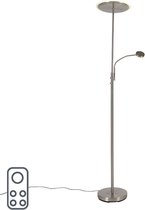 QAZQA strela - Moderne LED Dimbare Vloerlamp | Staande Lamp  met Dimmer met leeslamp - 1 lichts - H 1800 mm - Staal -  Woonkamer | Slaapkamer | Keuken