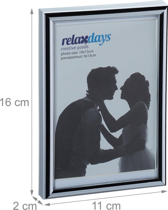 cadre photo relaxdays 10x15 cm - cadre photo - cadres d'échange - 2 cadres photo - passe partout argent