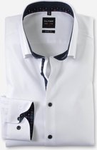 OLYMP Level 5 Body Fit overhemd mouwlengte 7 - wit twill (contrast) - Strijkvriendelijk - Boordmaat: 44