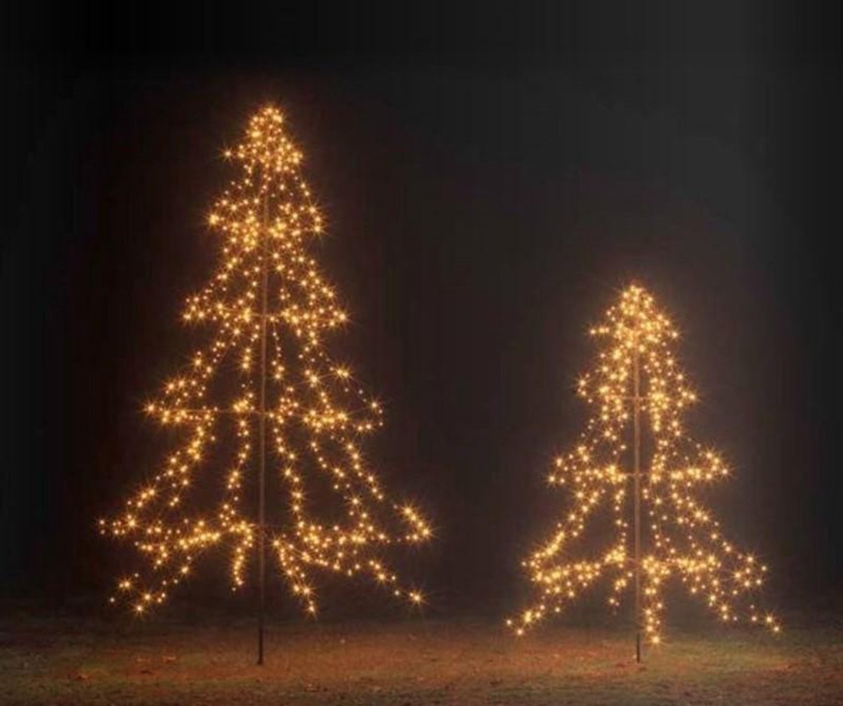 Lumineo kerstboom vorm LED buitenverlichting 135cm hoog bol.