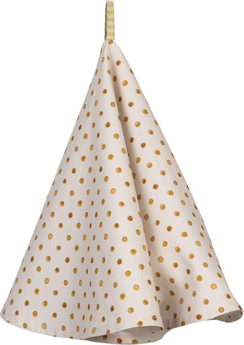 Clayre & Eef Theedoek Ø 80 cm Beige Geel Katoen Citroen