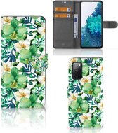 Bookcase Geschikt voor Samsung Galaxy S20FE GSM Hoesje Orchidee Groen