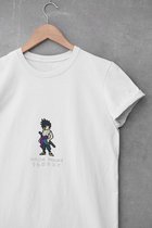 Uchiha Sasuke Pixel Anime Merch T-Shirt WIT - Maat L - Merchandise Manga Sharingan Ninja Naruto