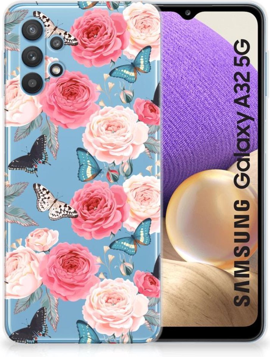 TPU Hoesje voor Samsung Galaxy A32 5G TPU Case Butterfly Roses