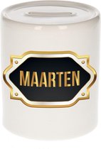 Maarten naam cadeau spaarpot met gouden embleem - kado verjaardag/ vaderdag/ pensioen/ geslaagd/ bedankt