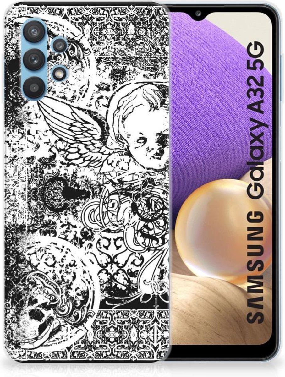 Silicone Back Case Samsung Galaxy A32 5G Skulls Angel