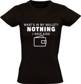 What is in my wallet, i have kids Dames t-shirt | Blut | Portomonnee | Kinderen | geboorte | moederdag | grappig | kado | Zwart