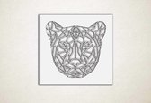 Line Art - Puma 1 vierkant - M - 60x64cm - Wit - geometrische wanddecoratie