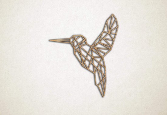 Line Art - Vogel Kolibrie - M - 71x60cm - Eiken - geometrische wanddecoratie