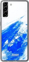 6F hoesje - geschikt voor Samsung Galaxy S21 Plus -  Transparant TPU Case - Blue Brush Stroke #ffffff