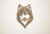 Wanddecoratie - Husky hoofd - hond - XS - 30x20cm - Eiken - muurdecoratie - Line Art