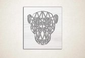 Line Art - Aap vierkant - S - 49x45cm - EssenhoutWit - geometrische wanddecoratie